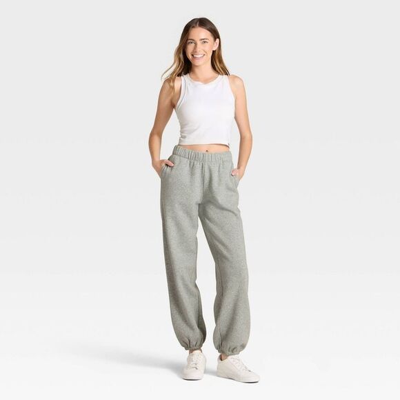 JoyLab - Women's Cinched Fleece Jogger Sweatpants - JoyLab  Gray - Picture 3 of 3